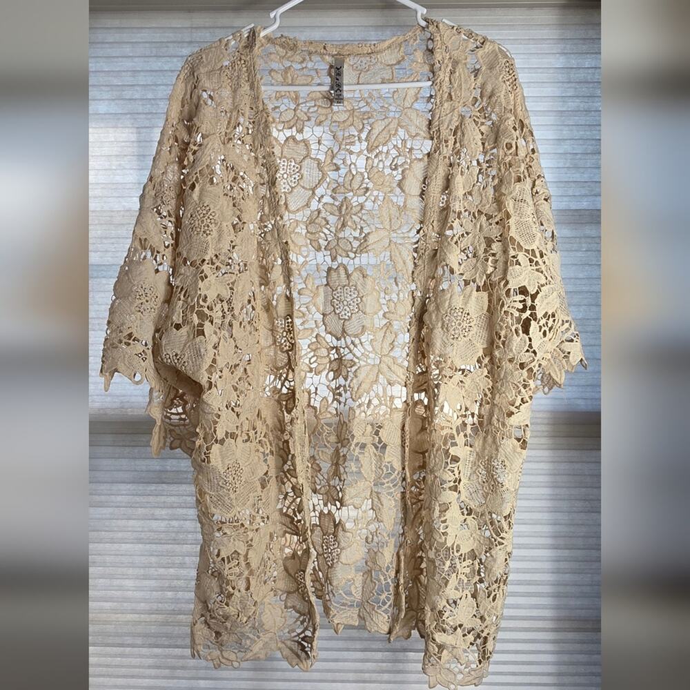 Rich & Beautiful Like You! Kimono Cardigan Duster Floral Lace Bohemian Size XL